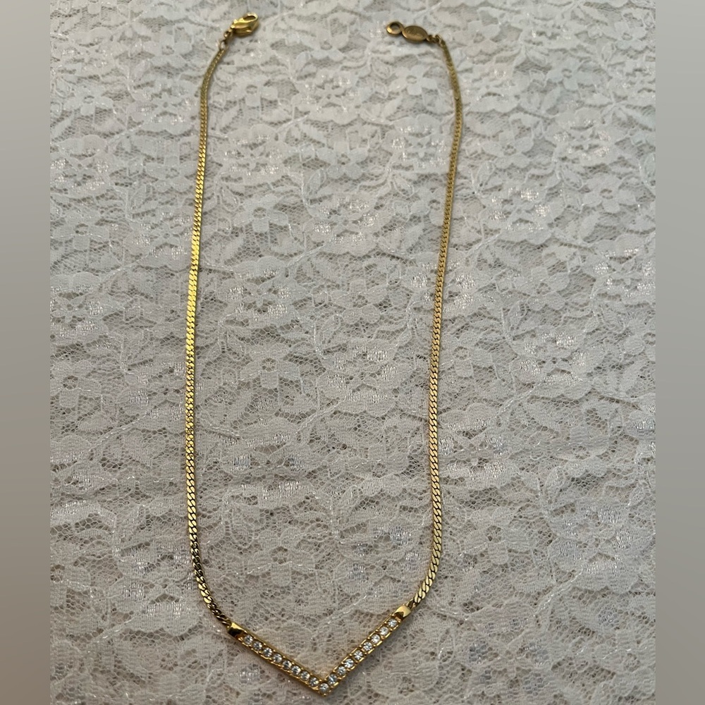 Napier/vintage gold and crystal, 14” *